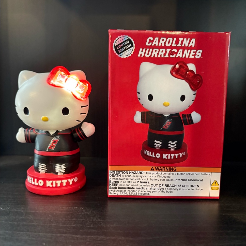 Hello Kitty Carolina Hurricanes Light-Up Bobble arm new in box